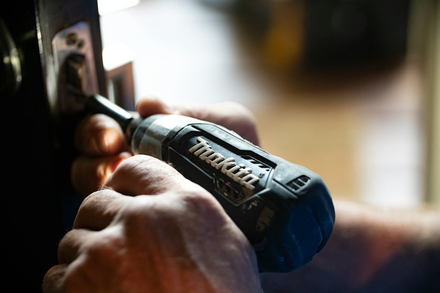 Close-up of a power drill